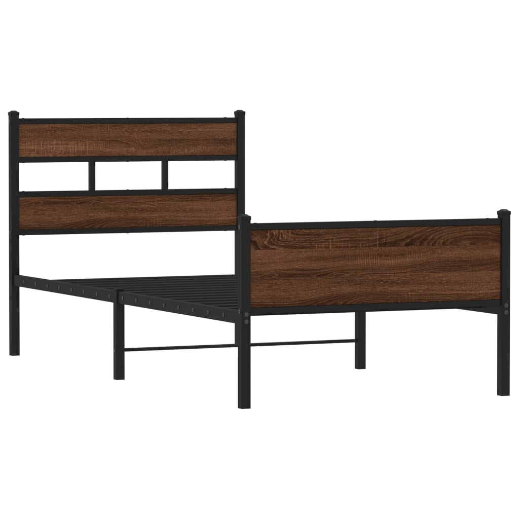 vidaXL Bedframe zonder matras bewerkt hout bruin eikenkleur 75x190 cm, foto 2