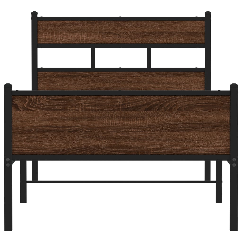 vidaXL Bedframe zonder matras bewerkt hout bruin eikenkleur 75x190 cm, foto 4