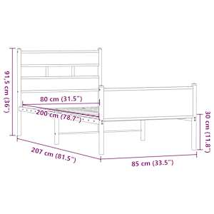Rám postele bez matrace hnědý dub 80 x 200 cm kompozitní dřevo - obrázek 9