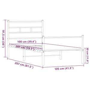 Rám postele bez matrace hnědý dub 100 x 200 cm kompozitní dřevo - obrázek 9