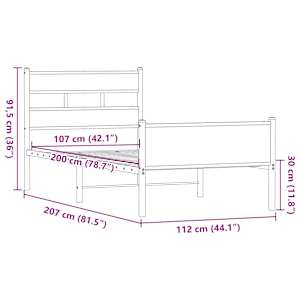 Rám postele bez matrace hnědý dub 107 x 200 cm kompozitní dřevo - obrázek 9