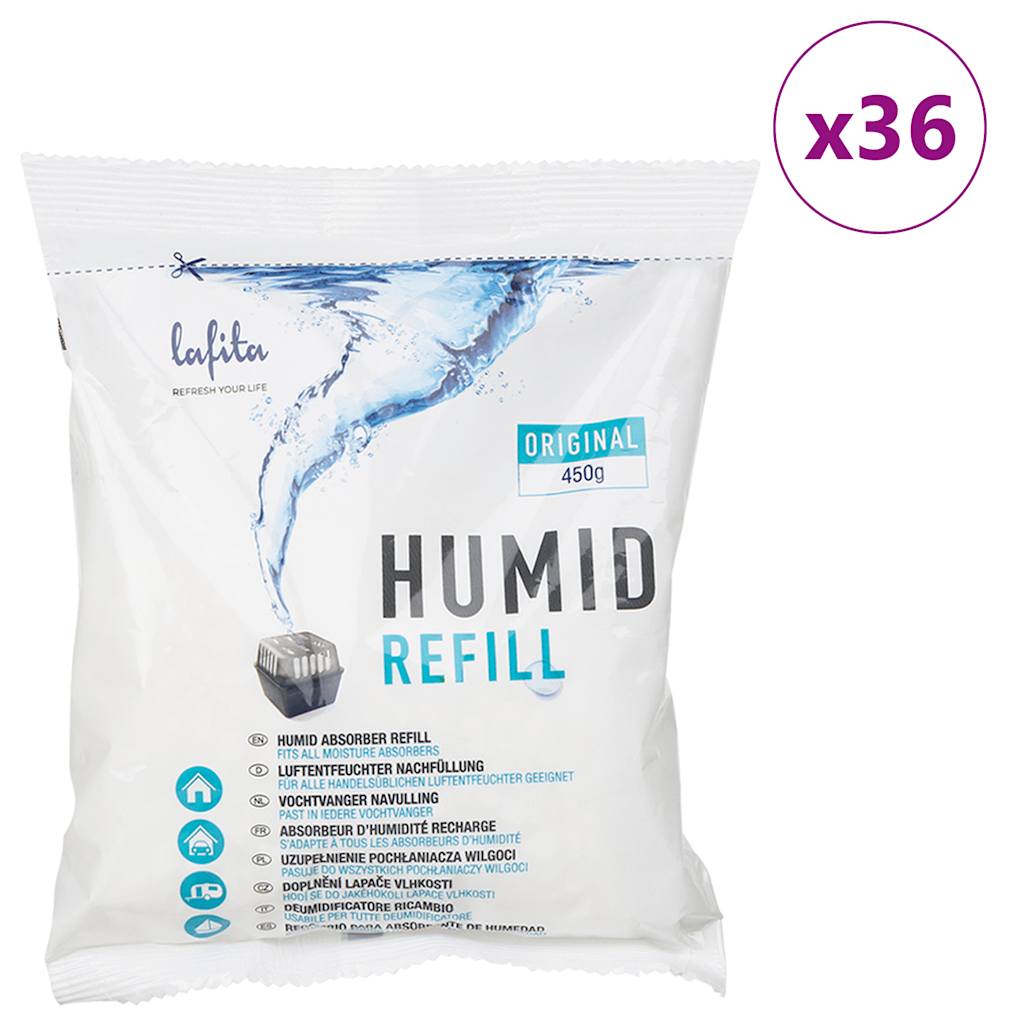 vidaXL Lafita Náhradní náplně do pohlcovače vlhkosti 36 ks 450 g