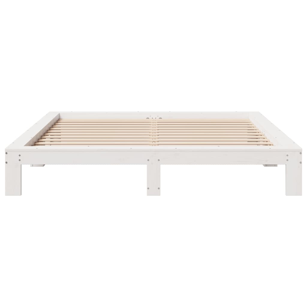 vidaXL Bedframe zonder matras massief grenenhout wit 200x200 cm, foto 4