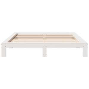 Postel bez matrace bílá 200 x 200 cm masivní borovice - obrázek 4