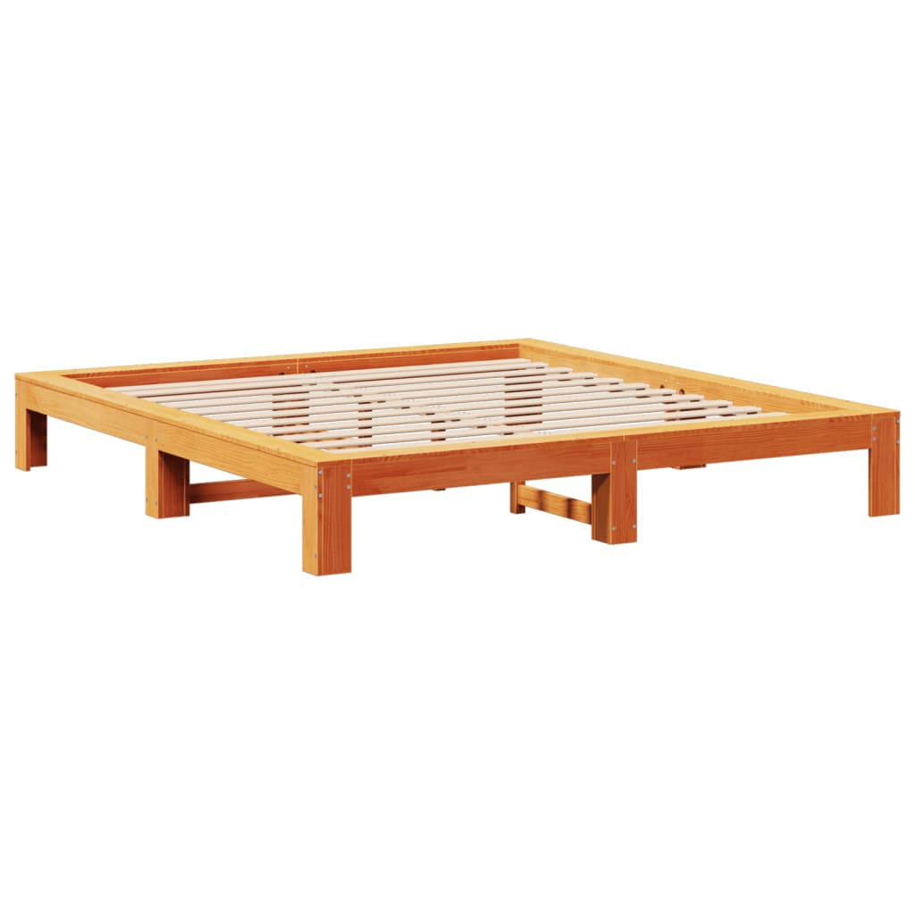 vidaXL Bedframe zonder matras massief grenenhout wasbruin 200x200 cm afbeelding