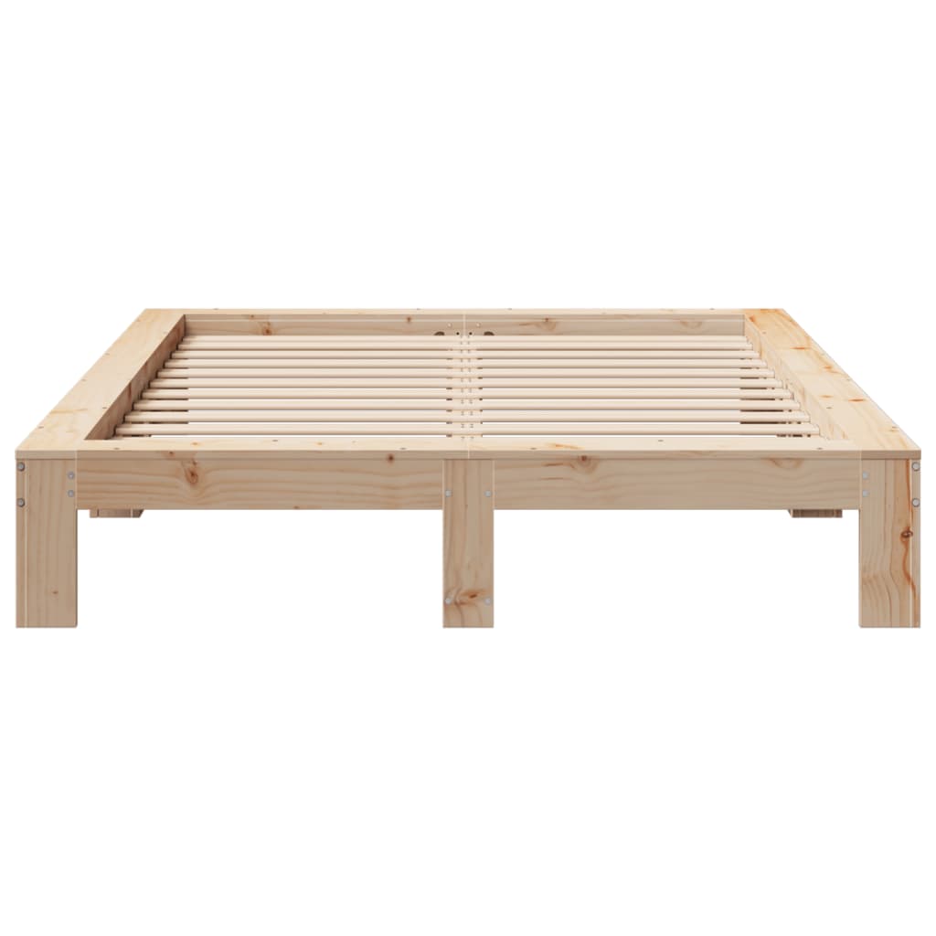 vidaXL Bedframe zonder matras massief grenenhout 140x190 cm bruin, foto 4
