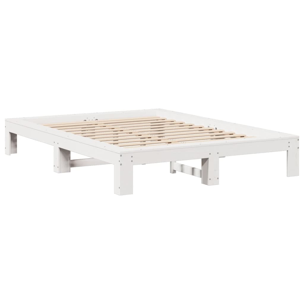 vidaXL Bedframe zonder matras massief grenenhout wit 140x190 cm afbeelding