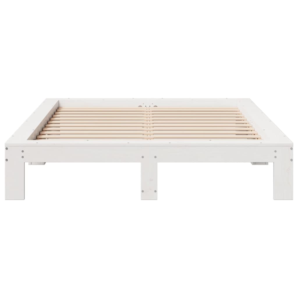 vidaXL Bedframe zonder matras massief grenenhout wit 140x190 cm, foto 4