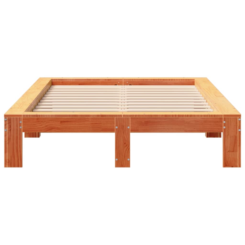vidaXL Bedframe zonder matras massief grenenhout wasbruin 120x190 cm bruin, foto 4