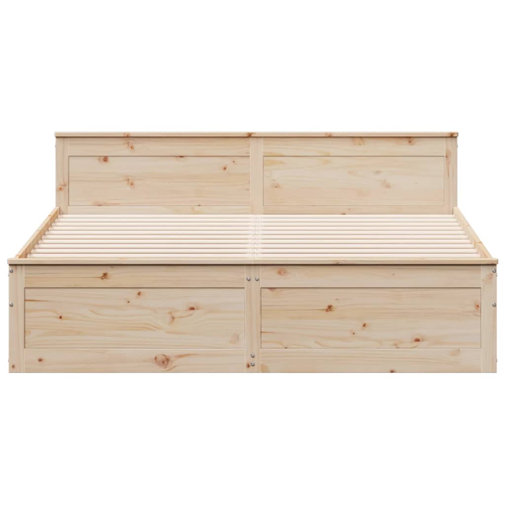 vidaXL Bedframe zonder matras met hoofdbord grenenhout 200x200 cm bruin, foto 4
