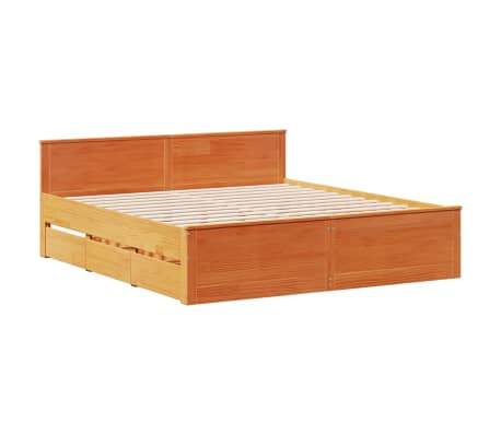 vidaXL Bedframe zonder matras met hoofdbord grenenhout bruin 200x200cm