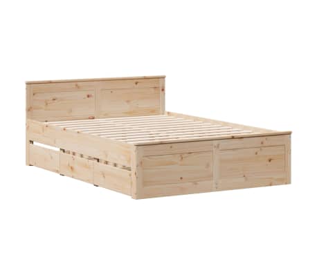 vidaXL Bed Frame without Mattress with Headboard 160x200 cm Solid Wood Pine