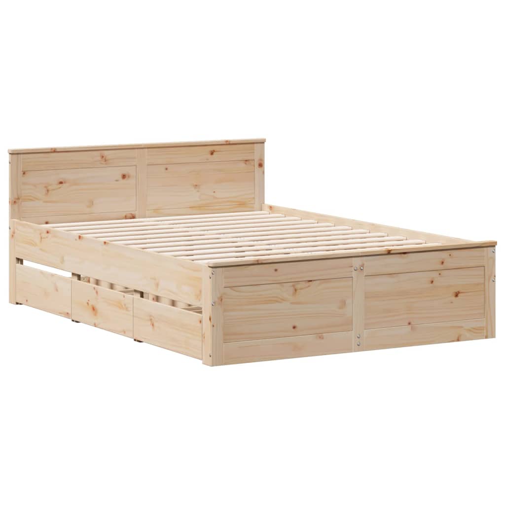 vidaXL Bedframe zonder matras met hoofdbord grenenhout 150x200 cm afbeelding