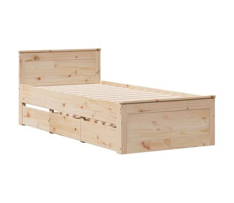 vidaXL Cadre de lit sans matelas avec t&ecirc;te de lit 100x200 cm bois pin