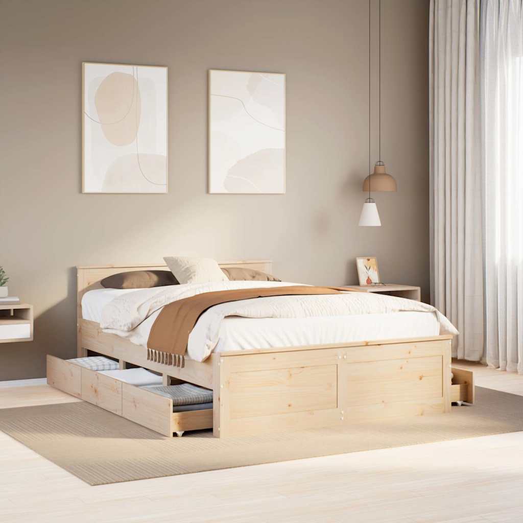 vidaXL Giroletto senza Materasso con Testata 140x190 cm Massello Pino