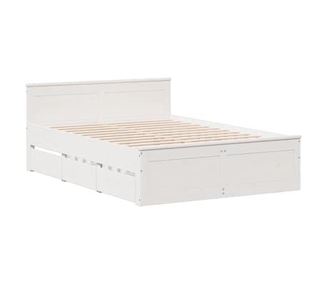 vidaXL Bed Frame without Mattress with Headboard White 140x190 cm Solid Wood Pine