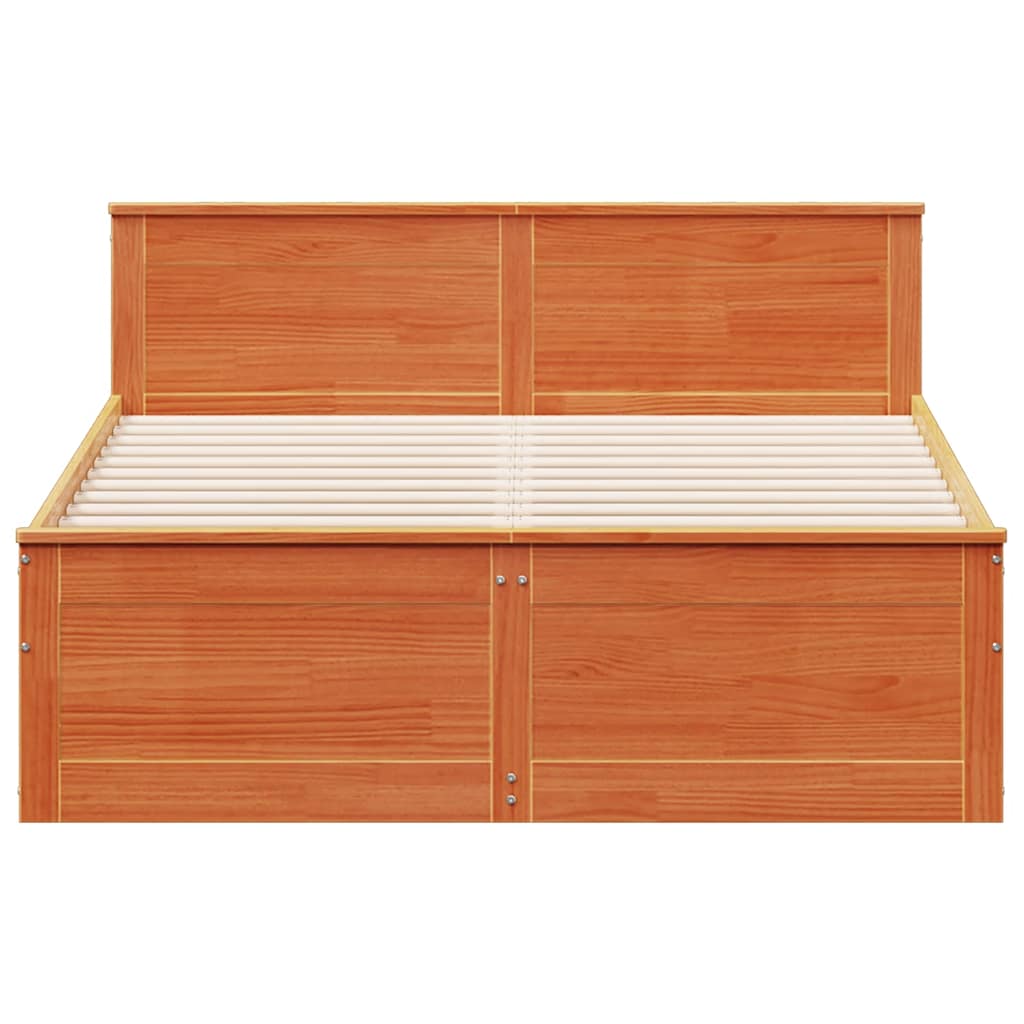 vidaXL Bedframe zonder matras met hoofdbord hout wasbruin 140x190 cm bruin, foto 4