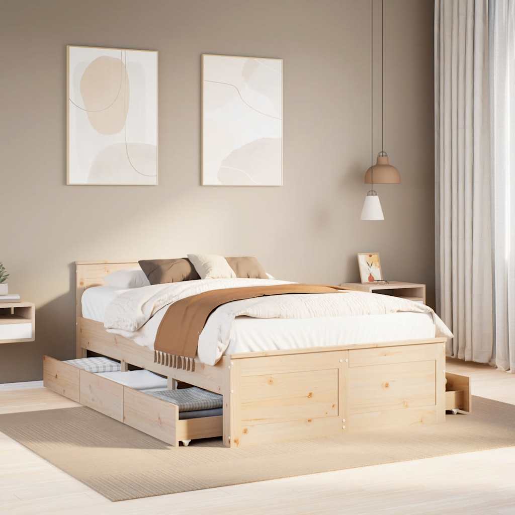 vidaXL Giroletto senza Materasso con Testata 135x190 cm Massello Pino