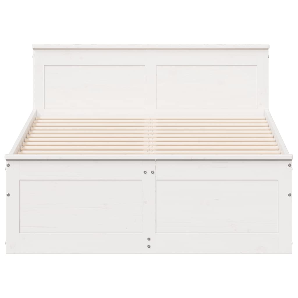 vidaXL Bedframe zonder matras met hoofdbord grenenhout wit 135x190 cm, foto 4