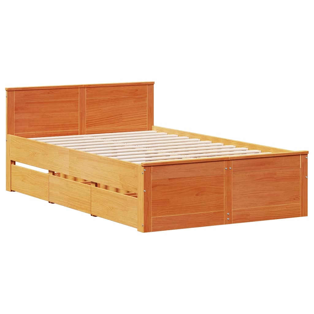vidaXL Bedframe zonder matras met hoofdbord hout wasbruin 120x190 cm afbeelding
