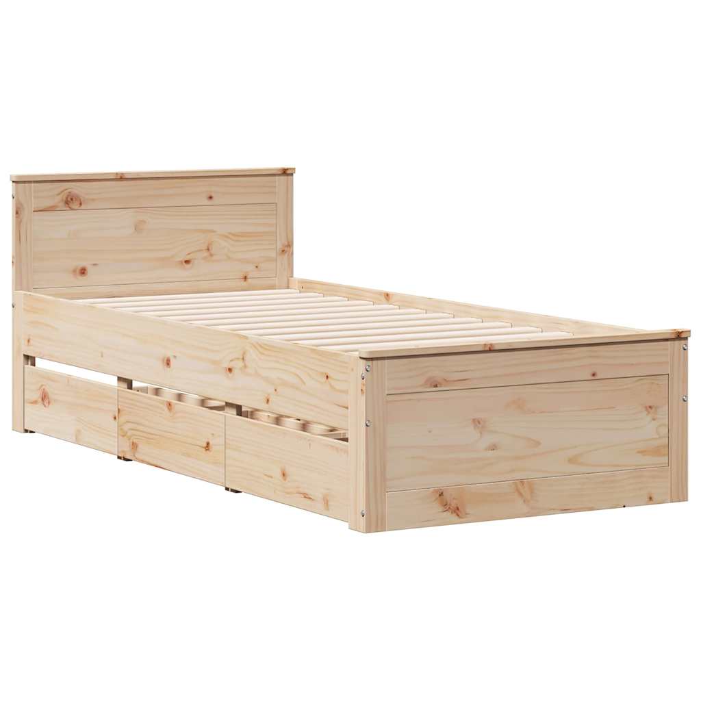 vidaXL Bedframe zonder matras met hoofdbord grenenhout 90x190 cm afbeelding
