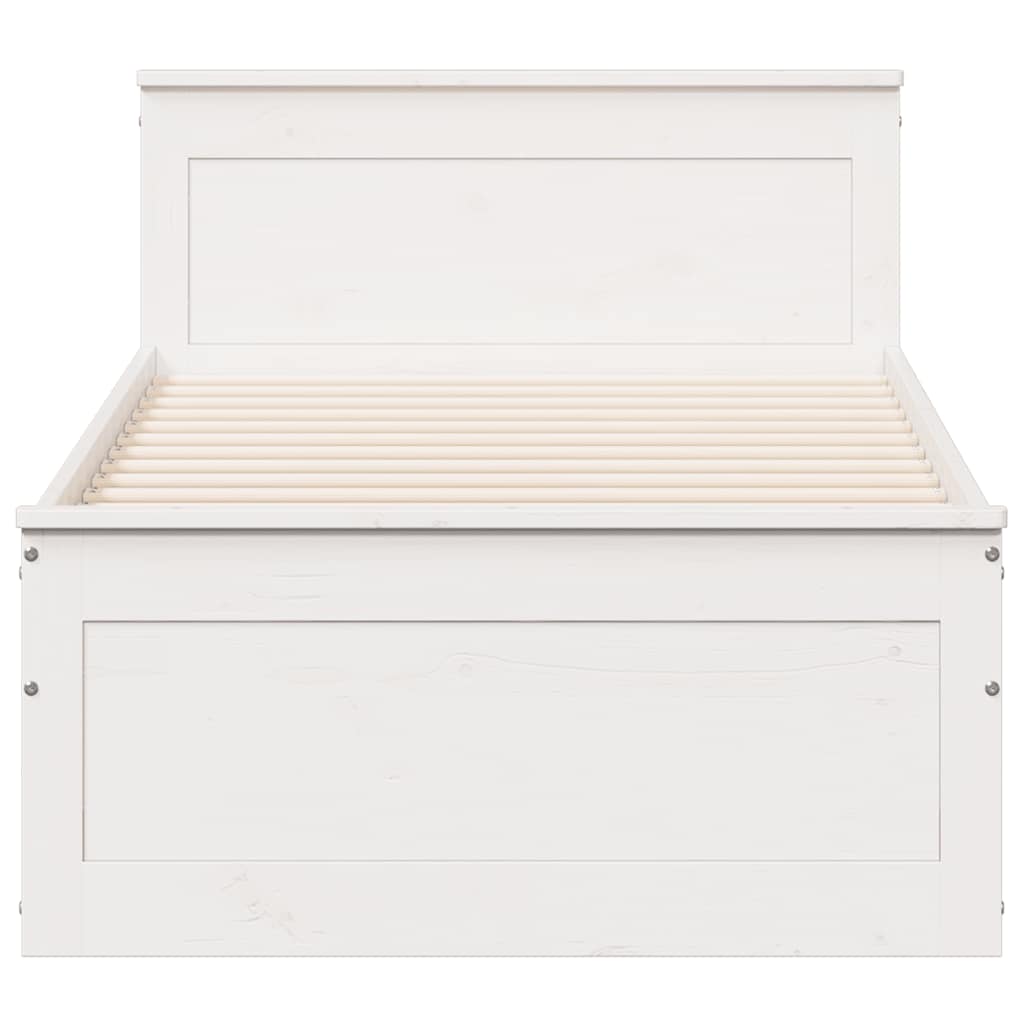 vidaXL Bedframe met hoofdbord zonder matras grenenhout wit 90x190 cm, foto 4