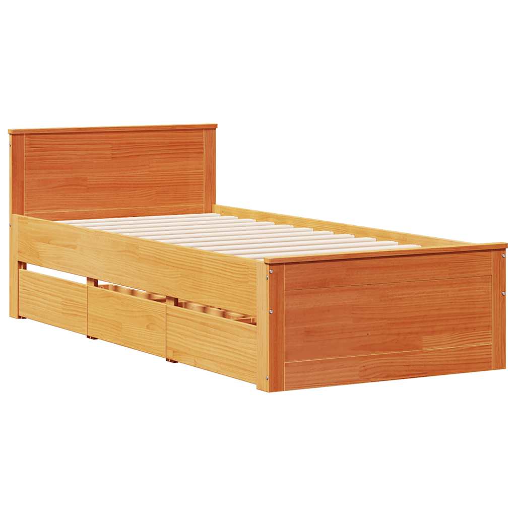 vidaXL Bedframe met hoofdbord zonder matras hout wasbruin 90x190 cm afbeelding