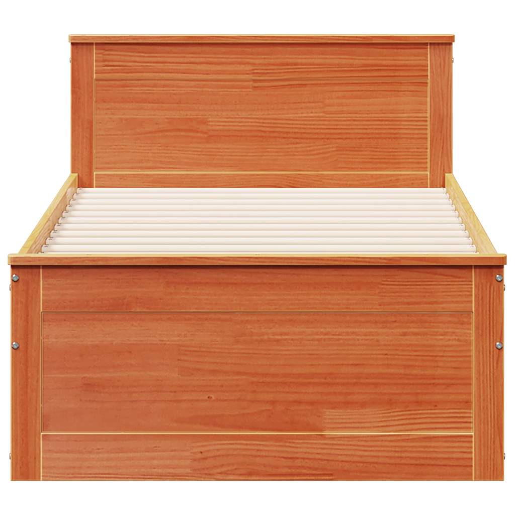 vidaXL Bedframe met hoofdbord zonder matras hout wasbruin 90x190 cm bruin, foto 4