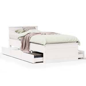 Postel bez matrace s čelem bílá 75 x 190 cm masivní borovice - obrázek 2