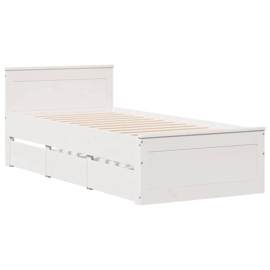 vidaXL fehér tömör fenyőfa fejtámlás ágykeret matrac nélkül 75x190 cm