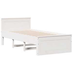 Postel bez matrace s čelem bílá 75 x 190 cm masivní borovice - obrázek 5