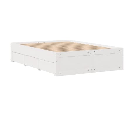 vidaXL Massivholzbett ohne Matratze mit Schubladen Wei&szlig; 160x200 cm