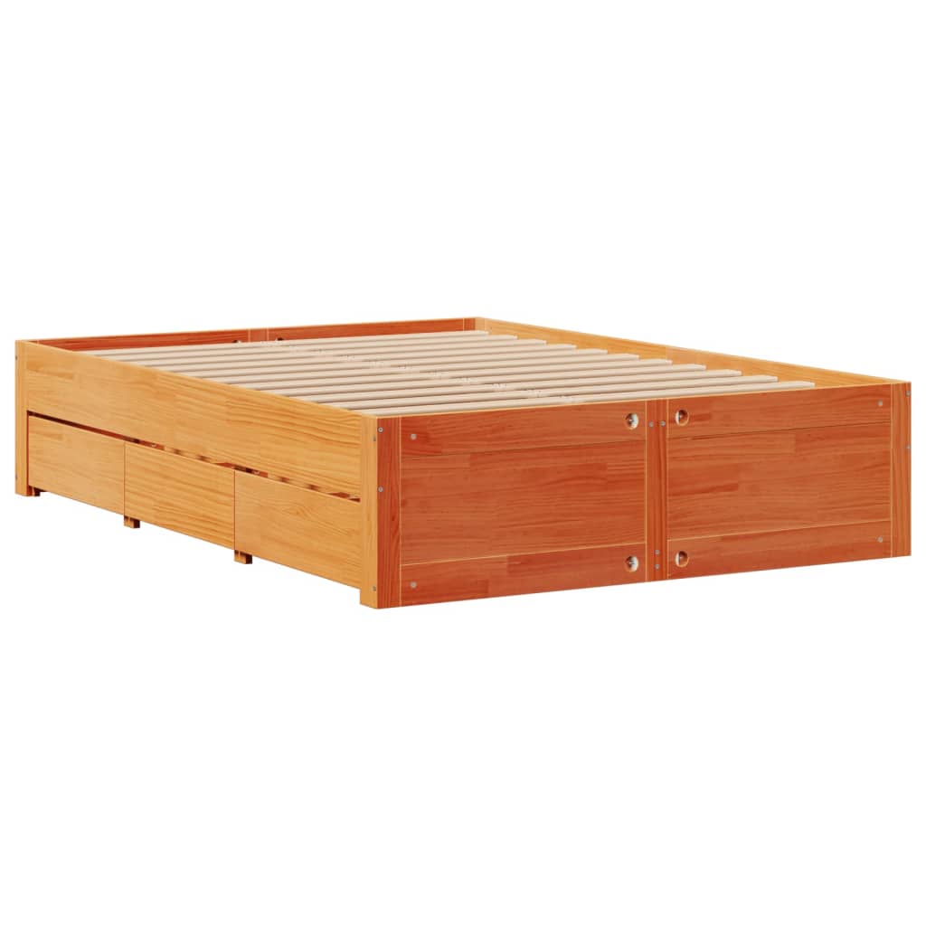 vidaXL Bedframe zonder matras met lades grenenhout wasbruin 160x200 cm afbeelding