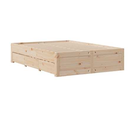 vidaXL Massivholzbett ohne Matratze mit Schubladen 150x200 cm Kiefer