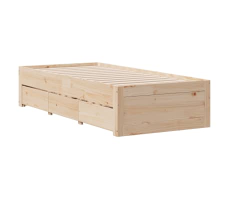 vidaXL Cama sem colch&atilde;o com gavetas 90x200 cm madeira de pinho maci&ccedil;a