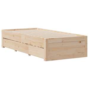 vidaXL Cama sem colch&atilde;o com gavetas 90x200 cm madeira de pinho maci&ccedil;a