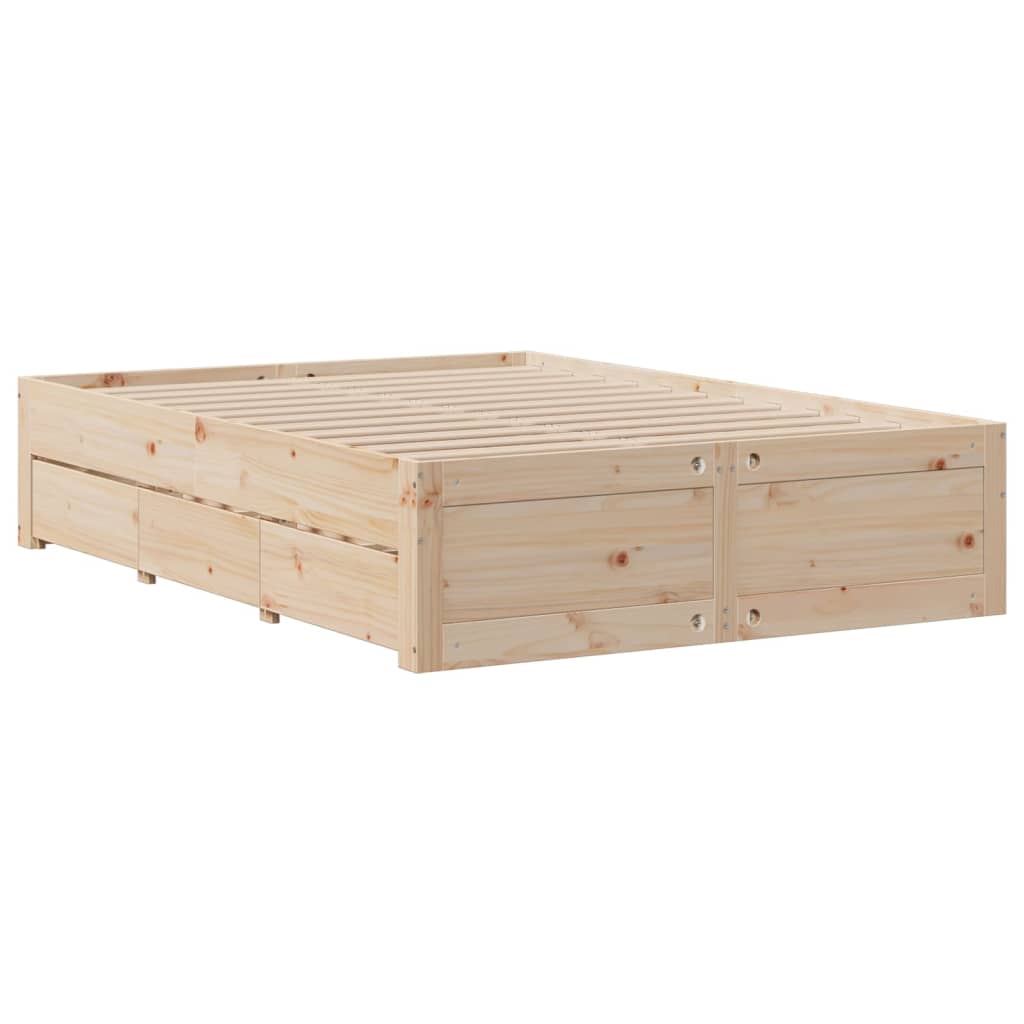 vidaXL Bedframe zonder matras met lades massief grenenhout 140x190 cm afbeelding