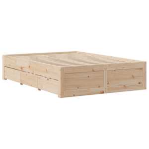Postel bez matrace se zásuvkami 140 x 190 cm masivní borovice - obrázek 6
