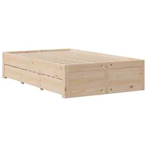 Postel bez matrace se zásuvkami 135 x 190 cm masivní borovice - obrázek 3