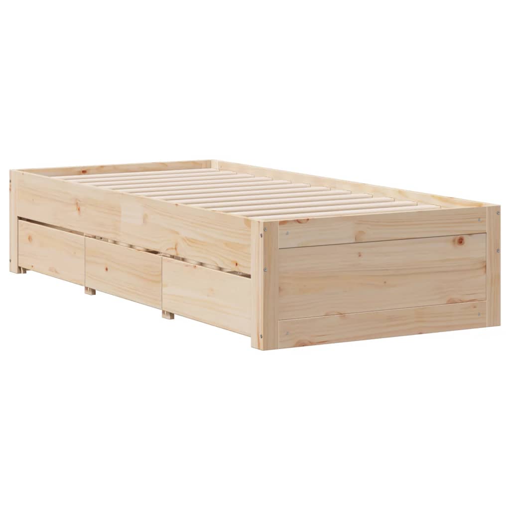 vidaXL Bedframe zonder matras met lades massief grenenhout 90x190 cm afbeelding