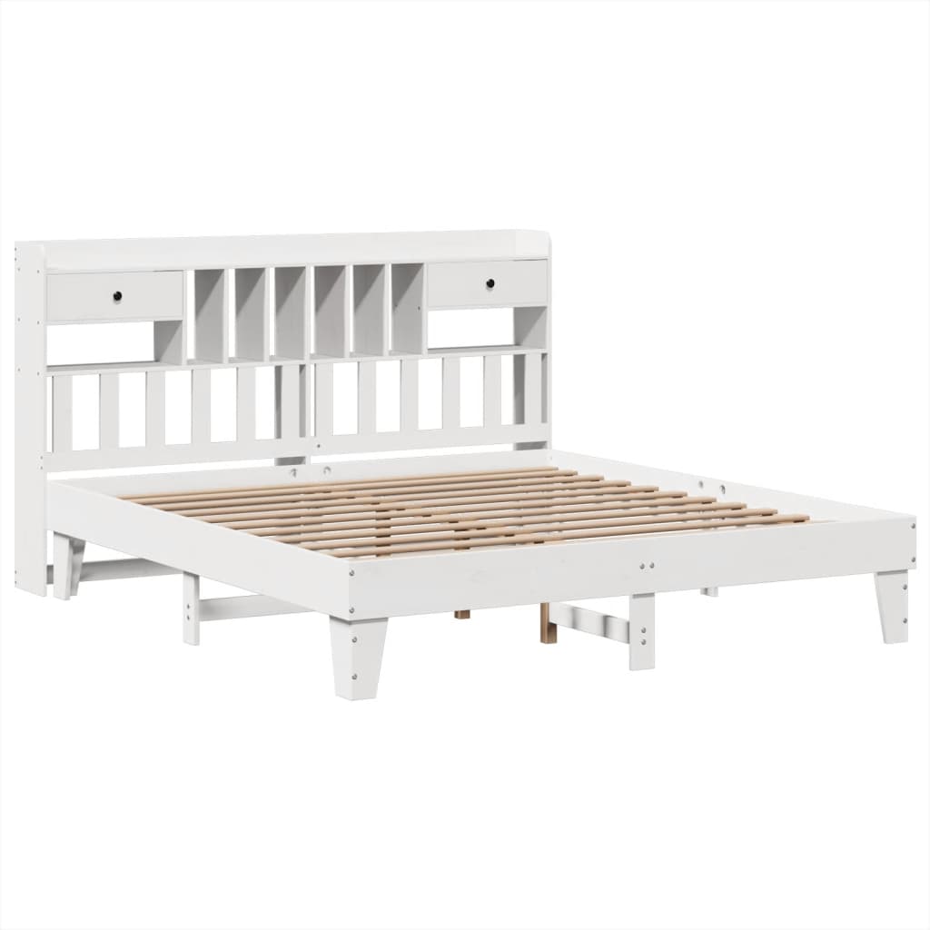 vidaXL Bedframe zonder matras massief grenenhout wit 200x200 cm afbeelding