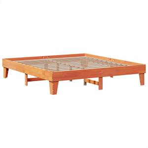 Postel bez matrace voskově hnědá 200 x 200 cm masivní borovice - obrázek 5