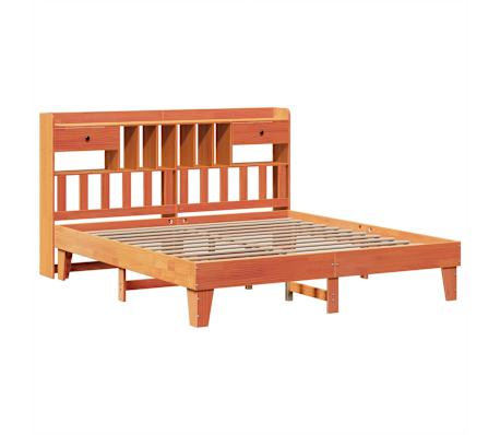 vidaXL Cama sin colch&oacute;n madera maciza de pino marr&oacute;n cera 180x200 cm
