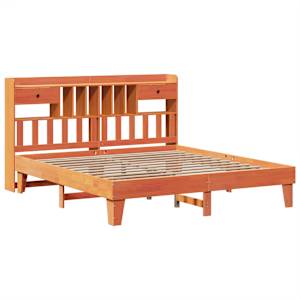 vidaXL Cama sin colch&oacute;n madera maciza de pino marr&oacute;n cera 180x200 cm