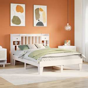 Posteljni okvir brez vzmetnice bel 160x200 cm trdna borovina