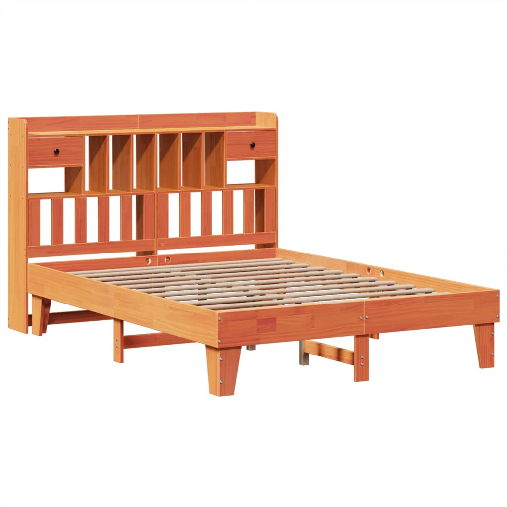 vidaXL Bedframe zonder matras massief grenenhout wasbruin 150x200 cm afbeelding