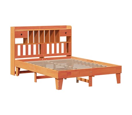 vidaXL Cadru pat fără saltea, maro ceruit, 140x190 cm, lemn masiv pin