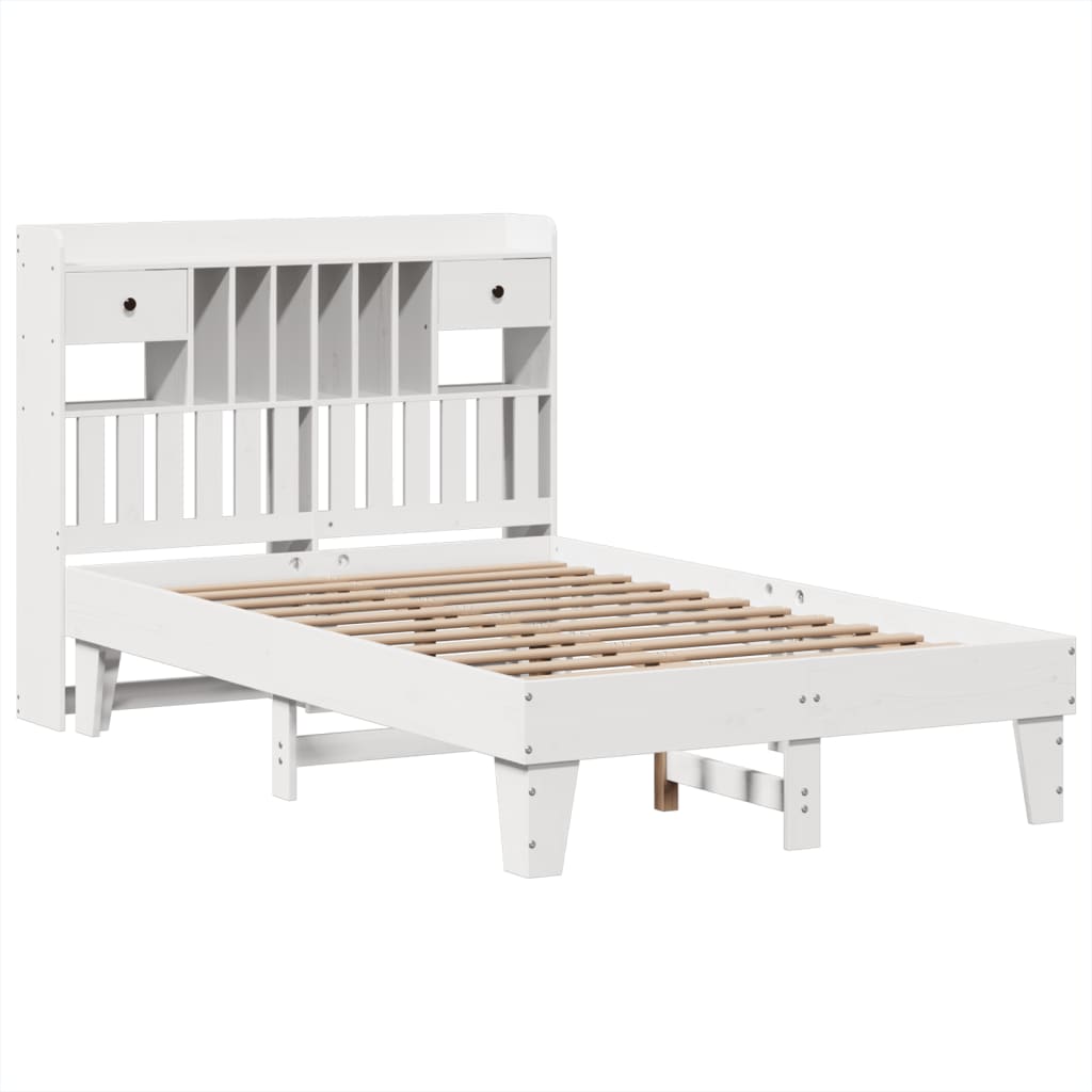vidaXL Bedframe zonder matras massief grenenhout wit 135x190 cm afbeelding