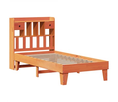 vidaXL Cadru pat fără saltea, maro ceruit, 90x190 cm, lemn masiv pin