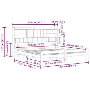 Postel s knihovnou bez matrace 200 x 200 cm masivní borovice - obrázek 11